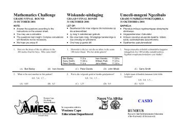 Mathematics Challenge, Grade 5 First Round - AMESA