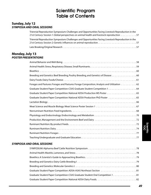 Scientific Program Table of Contents - ASAS Joint Annual Meeting