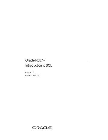 Oracle Rdb7™ Introduction to SQL