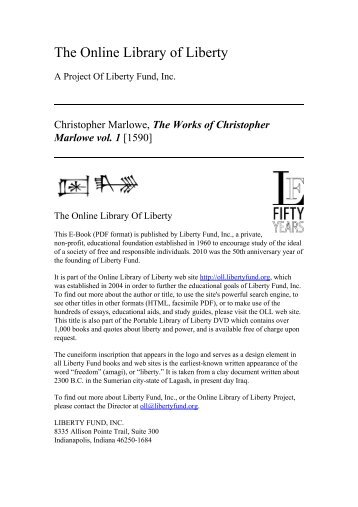 Online Library of Liberty: The Works of Christopher Marlowe vol. 1 ...