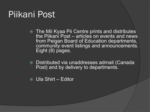 Piikani Nation Community Technology Profile - First Nations (Alberta ...