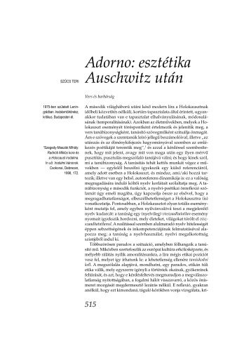 Adorno: esztétika Auschwitz után - Vigilia