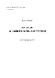 bevezetés az antik filozófia történetébe - Partiumi Keresztény Egyetem