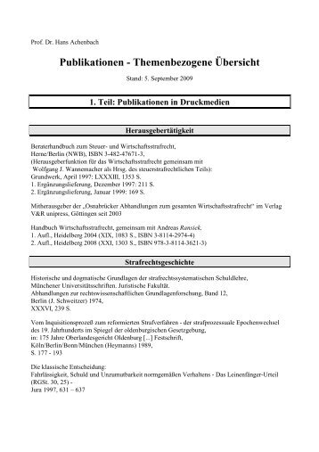 Publikationen - Themenbezogene Übersicht - Hans Achenbach ...