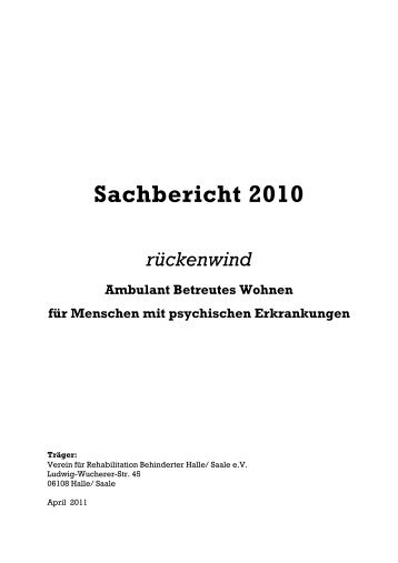 Sachbericht 2010 rückenwind Ambulant Betreutes Wohnen für ...