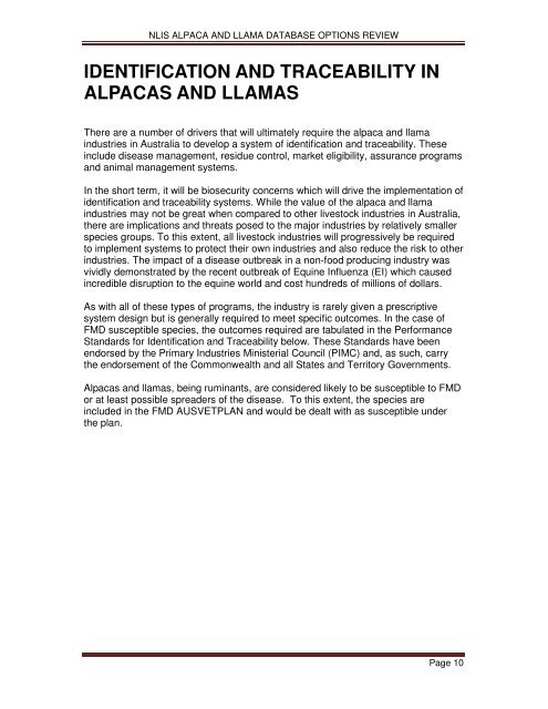 National Livestock Identification System Alpaca and Llama ...