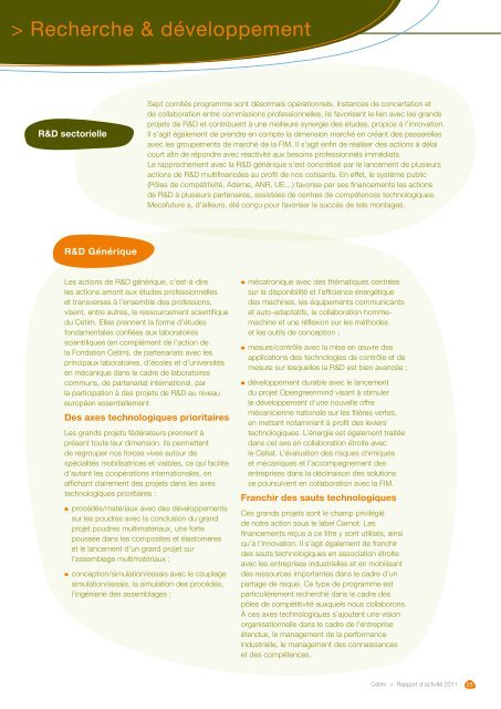 Rapport d'activité 2011 - Cetim