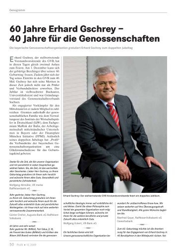 60 Jahre Erhard Gschrey - Genossenschaftsverband Bayern