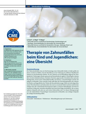Therapie von Zahnunfällen beim Kind und Jugendlichen: eine ...