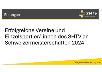Erfolgreiche Vereine und Einzelsportler/-innen des SHTV 2024
