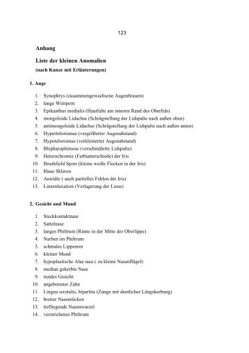 Anhang Liste der kleinen Anomalien