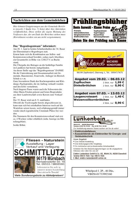 Mitteilungsblatt Nr. 5 - Anfang März - Zapfendorf