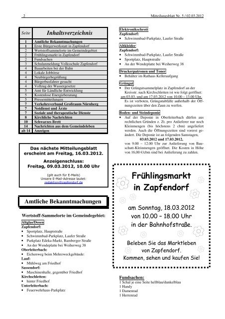Mitteilungsblatt Nr. 5 - Anfang März - Zapfendorf