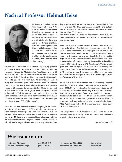 Ärzteblatt Mai 2008 - Ärztekammer Mecklenburg-Vorpommern