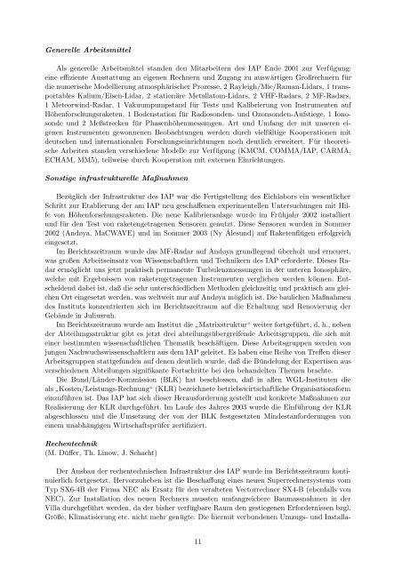 Institutsbericht 2002/2003 - Leibniz-Institut für Atmosphärenphysik ...