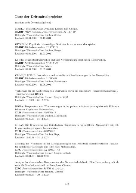 Institutsbericht 2002/2003 - Leibniz-Institut für Atmosphärenphysik ...