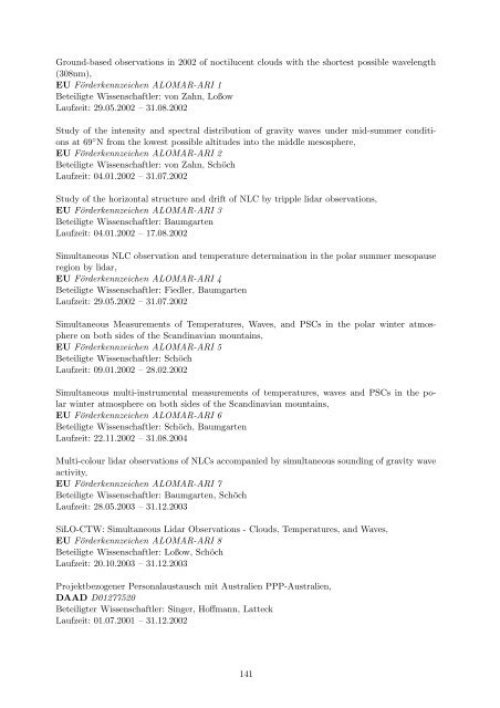 Institutsbericht 2002/2003 - Leibniz-Institut für Atmosphärenphysik ...