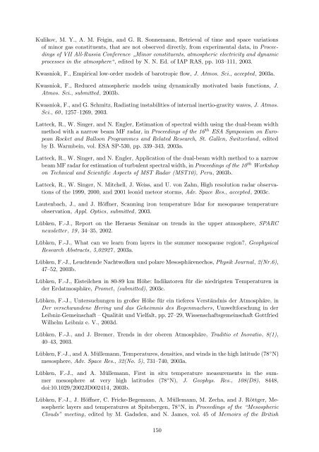 Institutsbericht 2002/2003 - Leibniz-Institut für Atmosphärenphysik ...