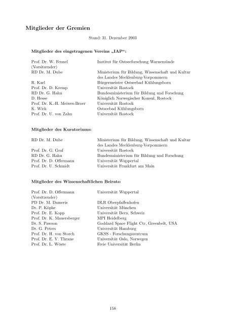 Institutsbericht 2002/2003 - Leibniz-Institut für Atmosphärenphysik ...