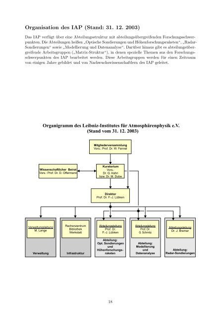 Institutsbericht 2002/2003 - Leibniz-Institut für Atmosphärenphysik ...