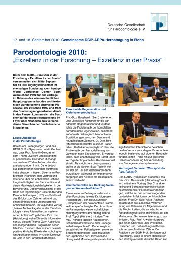 Parodontologie 2010: - ARPA-Wissenschaftsstiftung