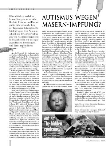 AUTISMUS WEGEN MASERN-IMPFUNG? - Zeitenschrift