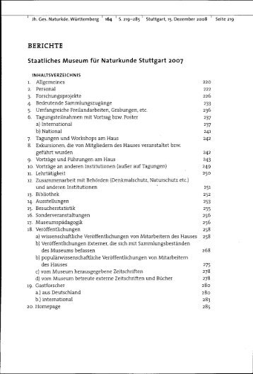 BERICHTE Staatliches Museum für Naturkunde Stuttgart 2007