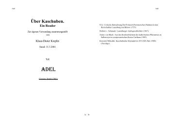 Kaschubischen Adels - Studienstelle Ostdeutsche Genealogie