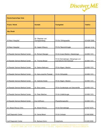 Al Noor Hospital Dr. Stephan von Gumppenberg FA für Orthopaedie ...
