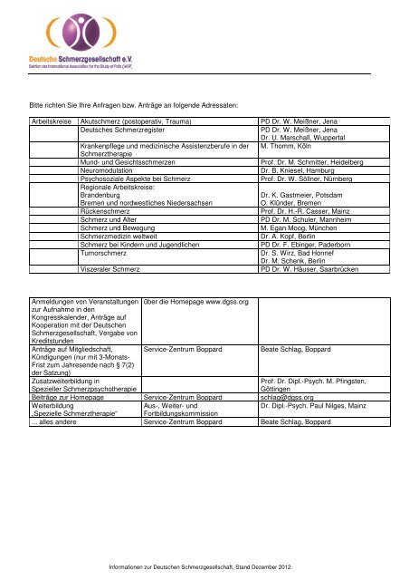 Infoblatt - Deutsche Schmerzgesellschaft e.V.