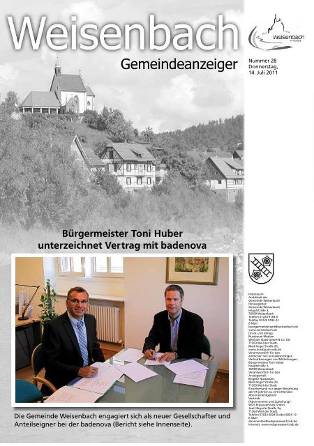 Bürgermeister Toni Huber unterzeichnet Vertrag ... - weisenbach.de