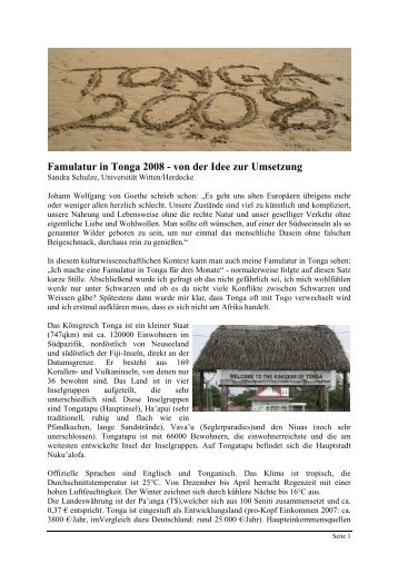 Famulatur in Tonga 2008 - von der Idee zur Umsetzung - Hahnenkratt