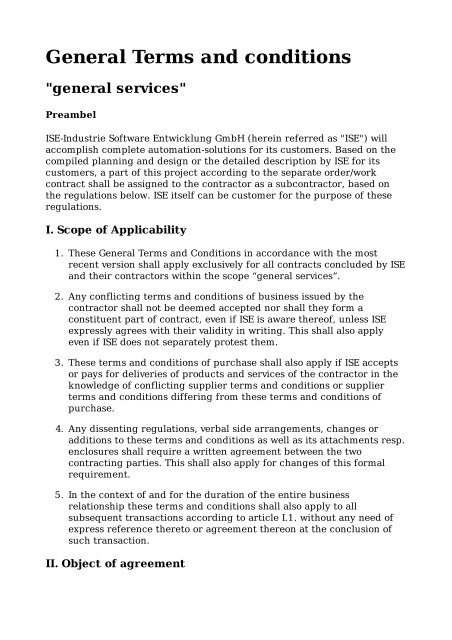 General Terms and conditions - ISE
