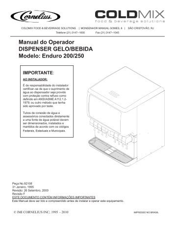 Manual do Operador DISPENSER GELO/BEBIDA Modelo ... - ColdMix