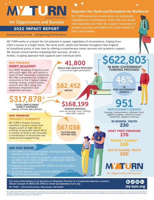My Turn 2022 "Impact Report" • Designed by Studio Mystic +1 [617] 697-1349