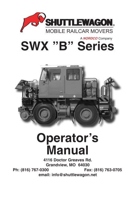SWX â€Bâ€ Series Operator's Manual - Shuttlewagon mobile railcar ...