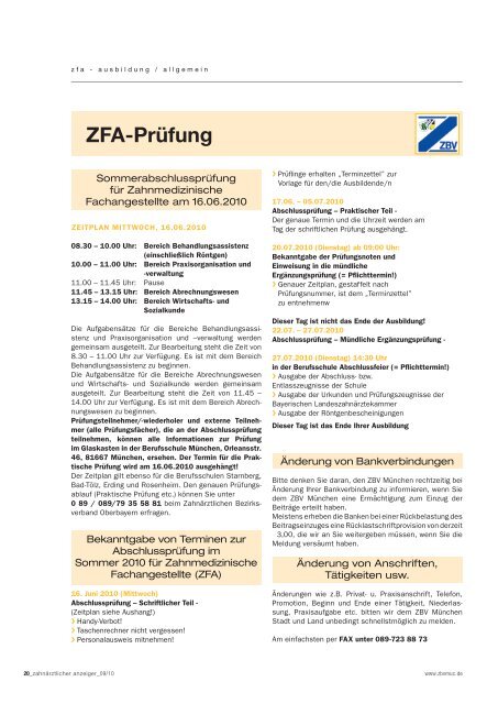 ZFA-Prüfung - ZBV München Stadt und Land