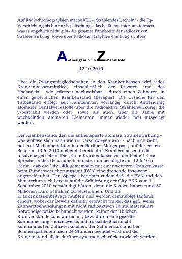 A-Amalgam bis Z-ZahnGold - Der runde Tisch Berlin