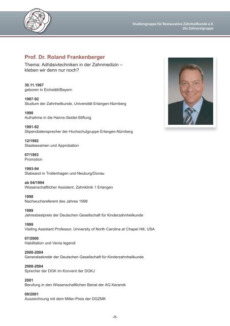 Prof Dr Roland Frankenberger Studiengruppe Fur Restaurative