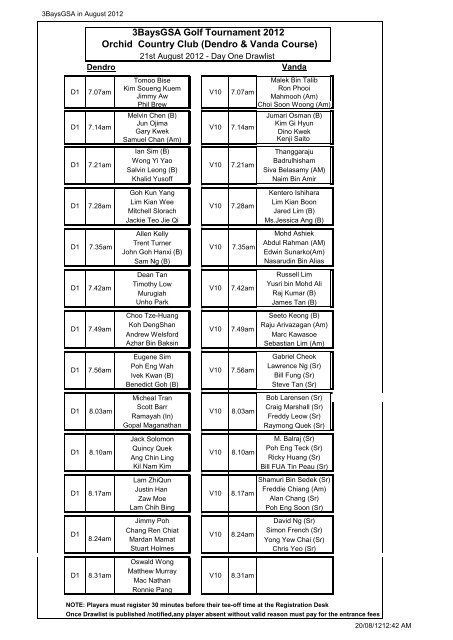 3BaysGSA Golf Tournament 2012 Orchid Country Club (Dendro & Vanda Course)