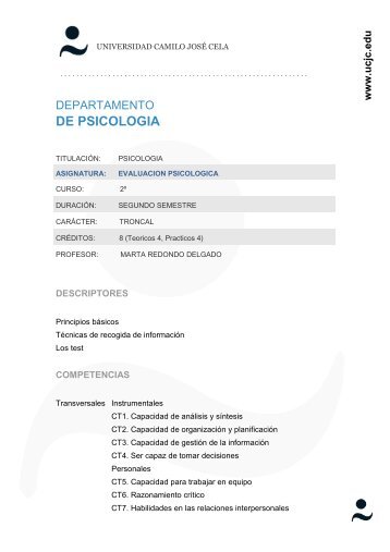 de psicologia - Universidad Camilo José Cela