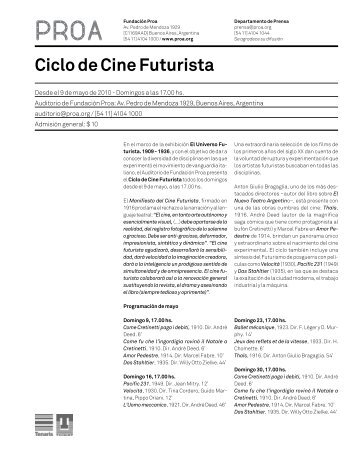 Ciclo de Cine Futurista - Fundación Proa