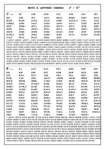 MOTS A LETTRES CHERES J8 – K10