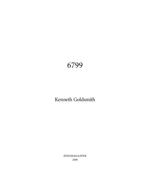 Kenneth Goldsmith - Electronic Poetry Center