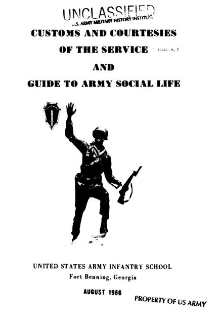 Customs and Courtesies of the Service and Guide to Army Social Life