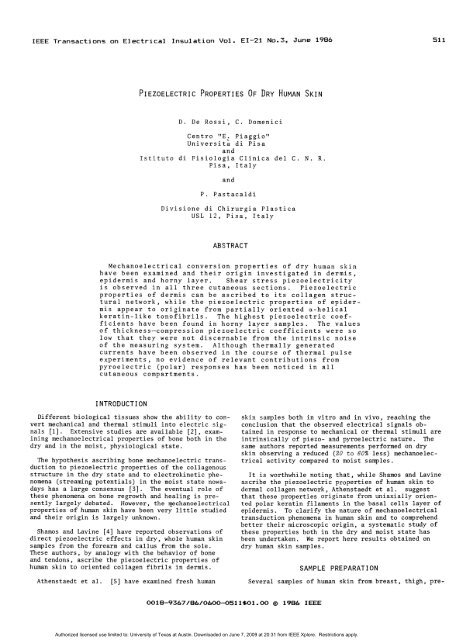 PIEZOELECTRIC PROPERTIES OF DRY HUMAN SKIN