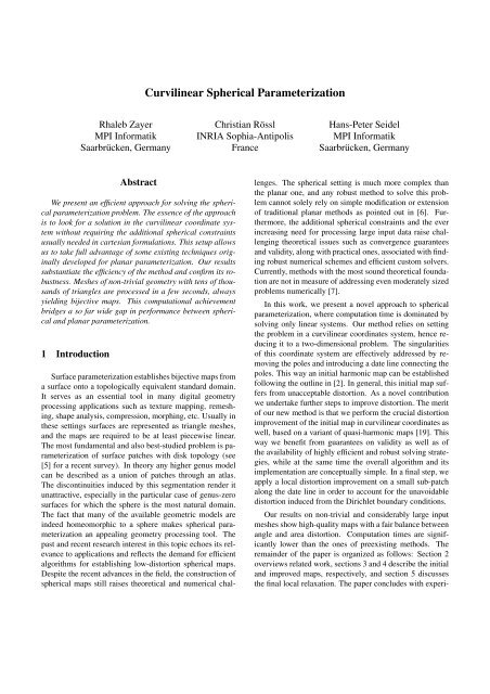 Curvilinear Spherical Parameterization - Loria