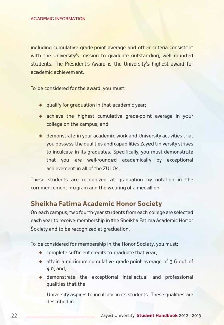 Student Handbook - Zayed University