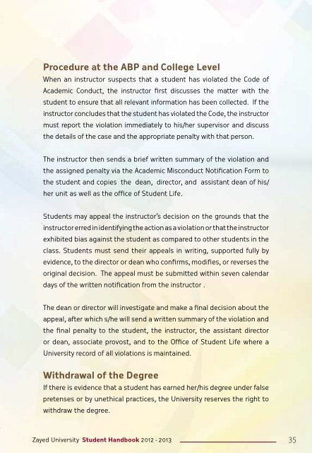Student Handbook - Zayed University