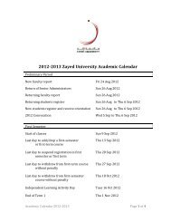 2012-2013 Zayed University Academic Calendar